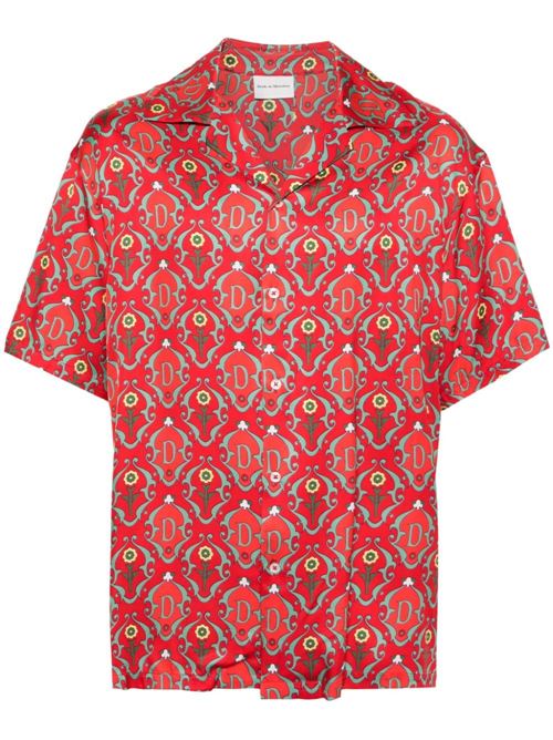 Camicia con finitura satinata rossa/multicolore DRÔLE DE MONSIEUR | SH155VI008RD